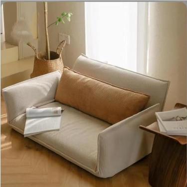 Imagem de Sofá-cama ajustável, sofá-cama dobrável preguiçoso com encosto e corrimão de 5 posições, sofá-cama conversível com travesseiro longo para sala de estar quarto bege-grande