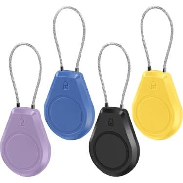Imagem de Pacote com 4 capas impermeáveis para AirTag, suporte e chaveiro com trava hexagonal – capa antiperda para Apple Air, bagagem, coleira de cachorro, mochilas, chave (4 cores, à prova de choque e à prova