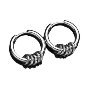 Imagem de Brincos De Argola Pequenos Masculinos Em Aço Inoxidável Antialérgico C