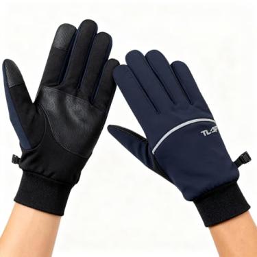 Imagem de Luvas azuis de esqui de inverno para homens e mulheres, à prova d'água, térmicas, à prova de vento, com forro quente de caxemira para esqui ao ar livre, ciclismo, condução