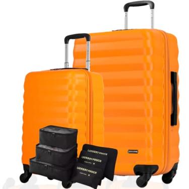 Imagem de Cj de Malas Bordo 10kg + Média 23kg, Cadeado Fixo 3 Dígitos, ABS Capacete de Piloto, Rodinhas 360°, Padrão ANAC + Kit Organizador Necessaire 6 Peças p Meias e Calcinhas (Neon Amarelo, Kit PM)