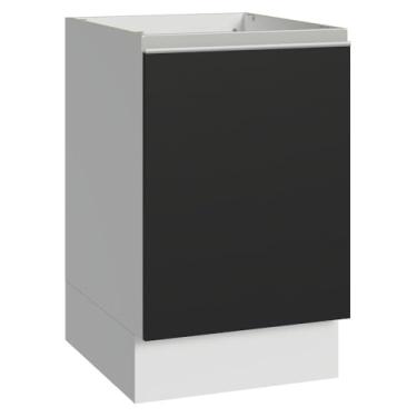 Imagem de Balcão de Cozinha 50cm 1 Porta (sem Tampo) Branco/preto Glamy Madesa