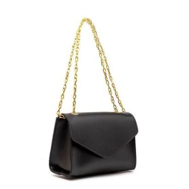 Imagem de Bolsa Bau corrente Dourada Costura Reforçada Para Festas Casuais-Feminino