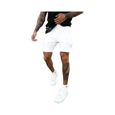 Imagem de Shorts Masculinos De Corrida E Treino 2 Em 1 Com Secagem Rápida E Resp