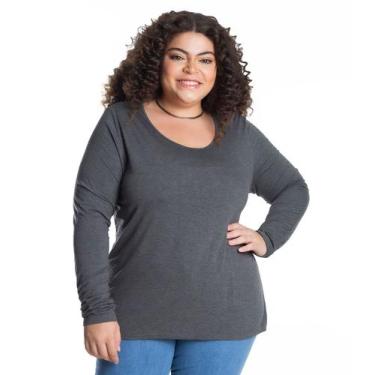 Imagem de Blusa Manga Longa Viscotorcion Secret Glam Cinza, Plus G2, Cinza