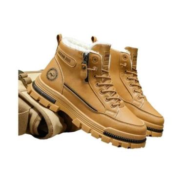 Imagem de Botas De Neve Masculinas De Couro Cano Alto 2025 Resistentes Ao Frio P