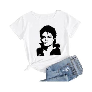 Imagem de Camiseta Gráfica Michael Jackson plus Size Para Mulheres, Estilo Haraj