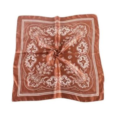 Imagem de Lenço De Seda Satin Vintage Paisley 70x70 Estilo Europeu-Americano Com