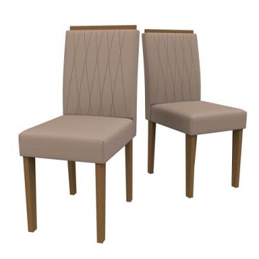 Imagem de Kit 02 Cadeiras de Jantar Analu Camurça Marrom LUX Pés Imbuia - D'Ross