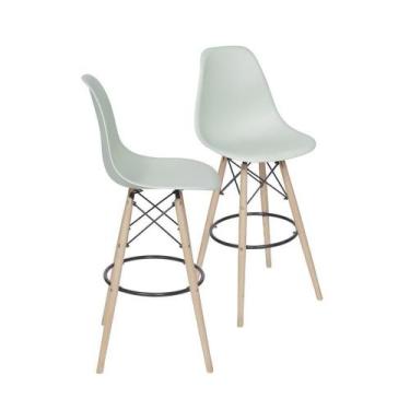 Imagem de Kit 02 Banquetas Boxbit Dkr Eames Pp Verde Claro Madeira