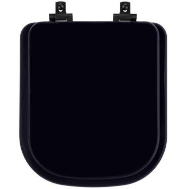 Imagem de Assento Sanitário Mdf Soft Close Quadra Preto Para Vaso Deca Com Ferragem Preta