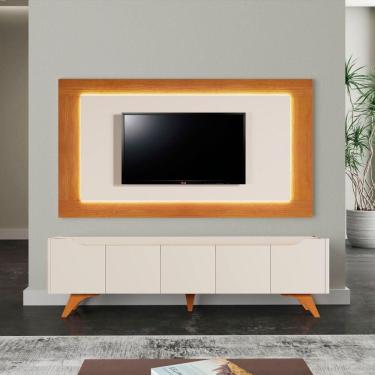 Imagem de Painel Grecia E Rack Grecia Com Led Tv 65" Cor:off/naturalle