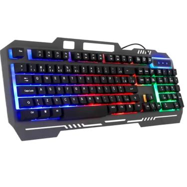 Imagem de Teclado Gamer Semi-mecânico RGB Led Retroiluminado P/ Computador e Notebook BM-T05