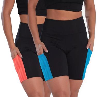 Imagem de Kit c/ 2 SHORTS LEG Legging com BOLSO Cintura Alta Fitness Treino Casual Corrida Academia 1033-Feminino