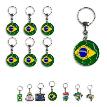 Imagem de 12 Chaveiros de Metal Turístico Bandeira Brasil Bola Futebol - Portal 