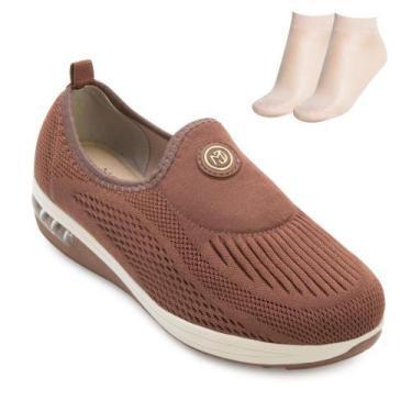 Imagem de Tênis Slip On Modare CB Ultraconforto e Meia MD26-73202, Caramelo, Beg