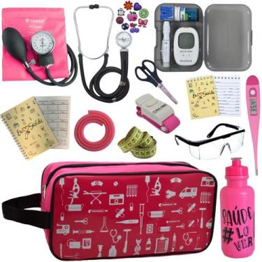 Imagem de Kit de Enfermagem Aparelho de  Pressao Estetoscopio Necessaire Estampa