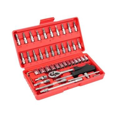 Imagem de Conjunto De Ferramentas Automotivas 46 Peças: Chave Catraca E Maleta D