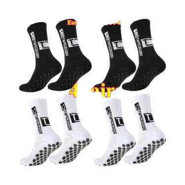 Imagem de Meias De Futebol Femininas De Cano Médio, 4 Pares, Antiderrapantes, Re