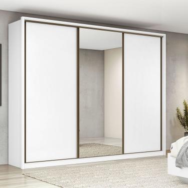 Imagem de Guarda Roupa Spazio 3 Portas 270cm Com Espelho Branco Lopas Branco