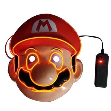 Imagem de Máscara Halloween Glowing Mario El Glowing Led PVC 20,7x23,8cm - yiwei