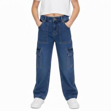 Imagem de Calça Juvenil Look Jeans Reta Cargo Jeans - 10 - UNICA-Feminino