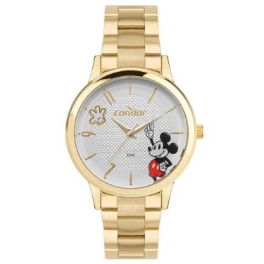 Imagem de Relógio Condor Dourado Feminino Coleção Disney Mickey Mouse Casual Ele