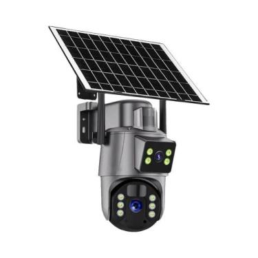 Imagem de Câmera WiFi Externa Solar 4K Com Lente Dupla PTZ IP 4G Sem Fio Para Vi