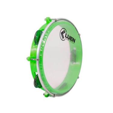 Imagem de Pandeiro Luen 8 Junior Pele Cristal ABS Platinelas de Inox, Verde