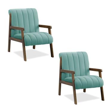 Imagem de Poltrona Decorativa Daline E03 Kit 2 Bouclê Turquesa D'Rossi