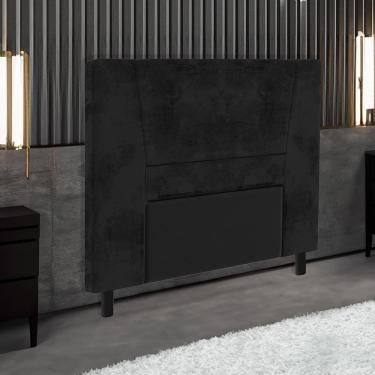 Imagem de Cabeceira Amanda para Cama Box Solteiro em Madeira Maciça com Revestimento em Suede Preto