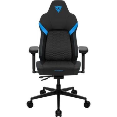 Imagem de Cadeira Gamer Core Smart Racer em Couro Sintético com Suporte Lombar Automático e Mecanismo SYNC5 Azul-preta
