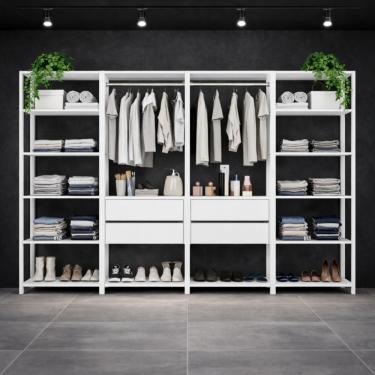 Imagem de Guarda-roupa Closet Modulado Texas 4 Gavetas 270cm Multimóveis Mp4787 Branco