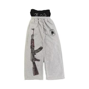 Imagem de Calças Street Guard De Cintura Alta Bordadas Y2K Com Estampa Casual E 
