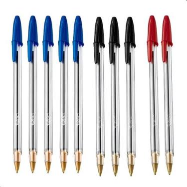Imagem de Kit 10 Caneta Esferográfica Bic Cristal Preta Azul, Vermelha