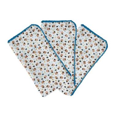 Imagem de Fralda Da Turma Da Mônica Rosa E Azul 70cm X 70cm Com Crochê - Dugu, C