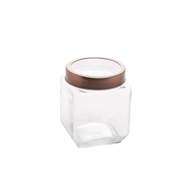 Imagem de LYOR Pote de Vidro Com Tampa de Metal e Acrílico Gran Gastro Rosé 1,2L - Organização -...
