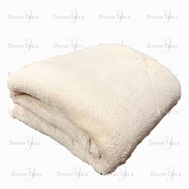 Imagem de Cobertor Manta Casal Soft 200x180cm 100% Poliéster Microfibra Fleece Toque Suave Bege Claro OEM
