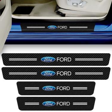 Imagem de Kit Adesivo para Soleira de Porta Seven Smart para Ford Proteção Antiarranhões em Fibra de Carbono Papel Vinil Uv Oem