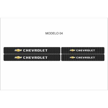 Imagem de Kit Adesivo de Soleira de Porta Dianteira e Traseira Modelo Chevrolet Compatível com Ca...