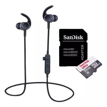 Imagem de Kit Fone de Ouvido Intra auricular Bluetooth mais Cartão de Memória 32