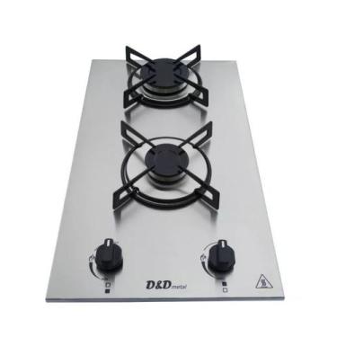 Imagem de Fogão Cooktop Gás 2 bocas inox - acendimento automático  - D&D