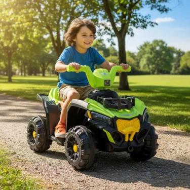 Imagem de UNITOYS Quadriciclo Elétrico Infantil 6V Adventure Azul e Verde com Ba