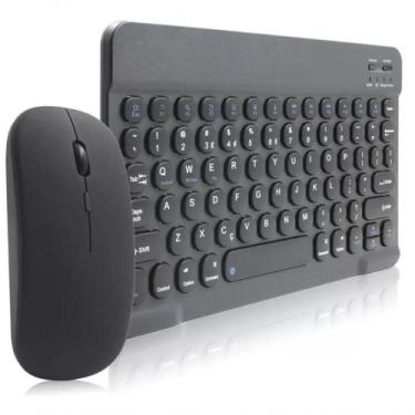 Imagem de Kit Teclado E Mouse Bluetooth Utra Fino Com Pc, E Android Preto - XTRA