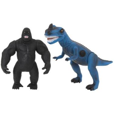 Imagem de Boneco Colecionável Dinopark - Dinossauro e Gorila Bee Toys, Colorido,