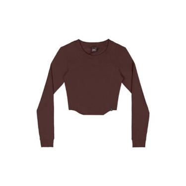 Imagem de Blusa Cropped em Molecotton Gloss, Marrom