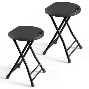 Imagem de Banqueta Dobrável IWDOO 46 cm Estrutura de Aço Portátil Kit com 2