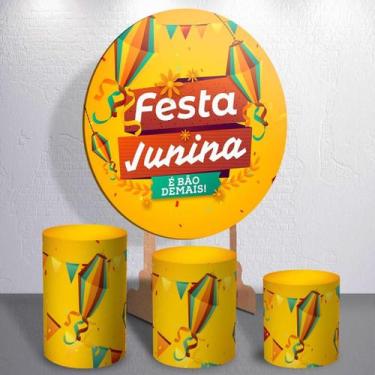 Imagem de Painel Redondo E Capas De Cilindro Sublimados Festa Junina - Thuco Dec