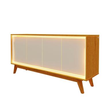 Imagem de Buffet Com Led Requinte 1.6 Naturale Com Off White - Gelius Móveis