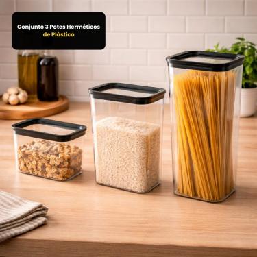 Imagem de Conjunto 3 Potes Herméticos De Plástico